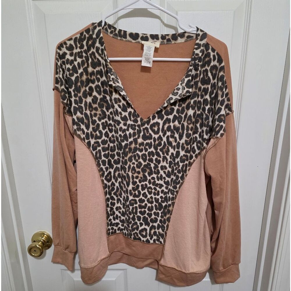BiBi Leopard Print and Tan Sweater